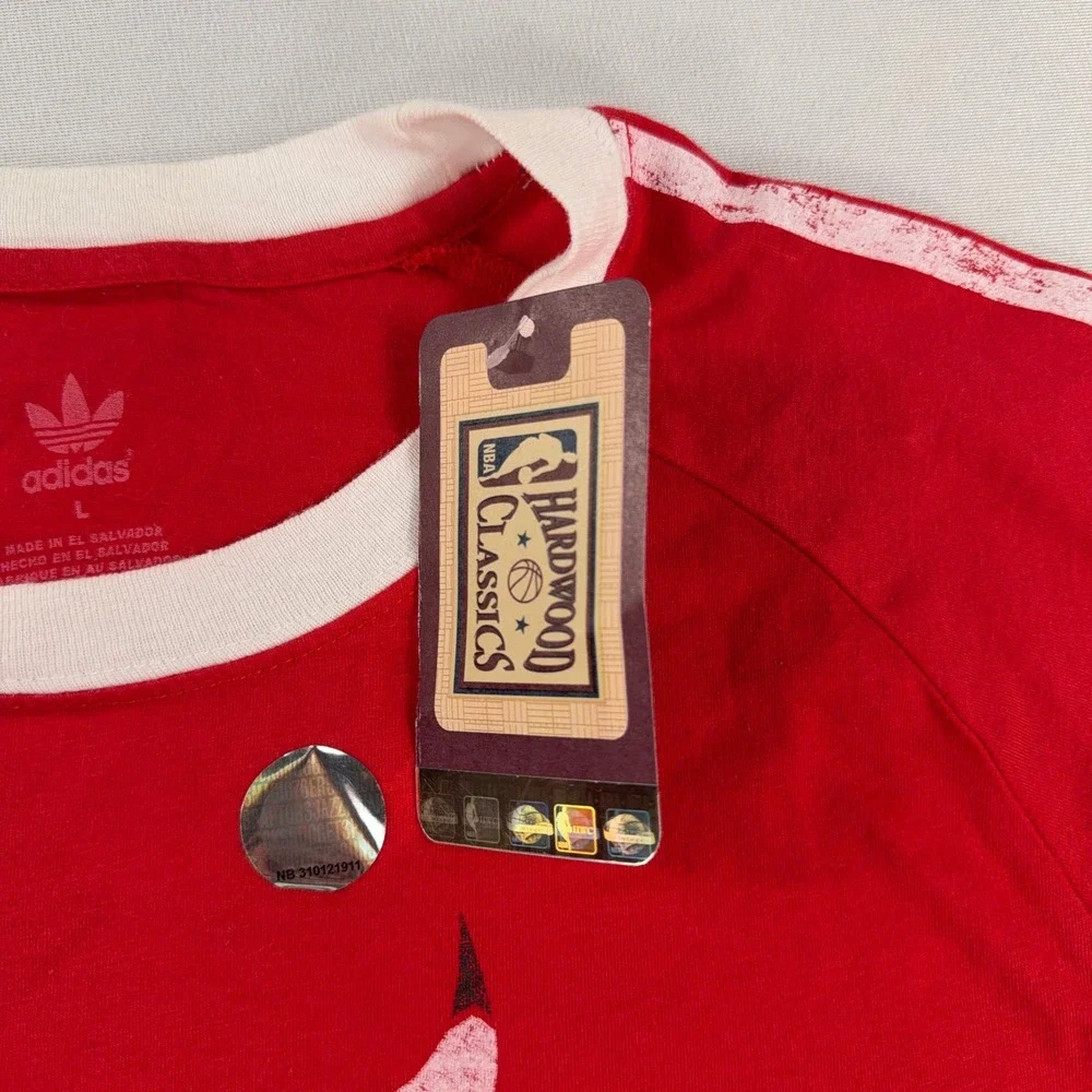Adidas Chicago Bulls T-Shirt Windy City Ringer‎ Raglan NBA NWT Red Mens Large